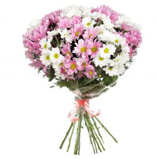 Букет из белых и розовых хризантем - купить с доставкой в по Березнякам